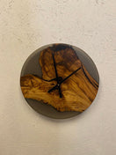 Switch Clock Epoxy Resin Grey Black – Round Design Clock with Natural Edge - Elite Wood - clock 2 image