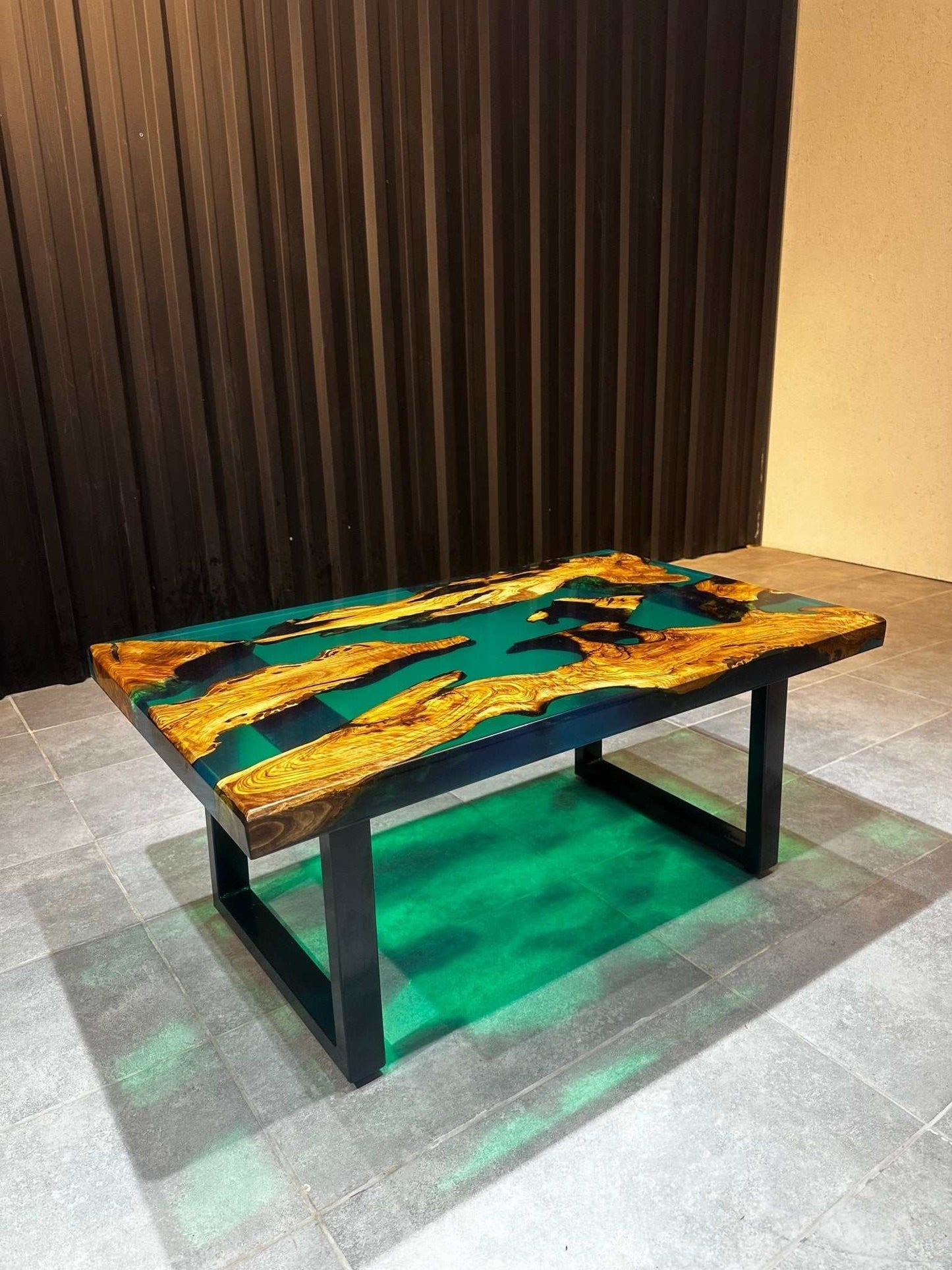 Coffee table Epoxide resin olive wood 100x60 cm - green - Elite Wood - coffee table