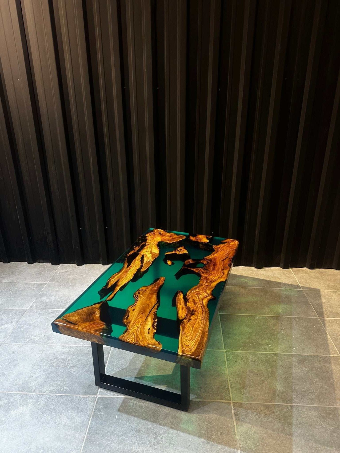 Coffee table Epoxide resin olive wood 100x60 cm - green - Elite Wood - coffee table