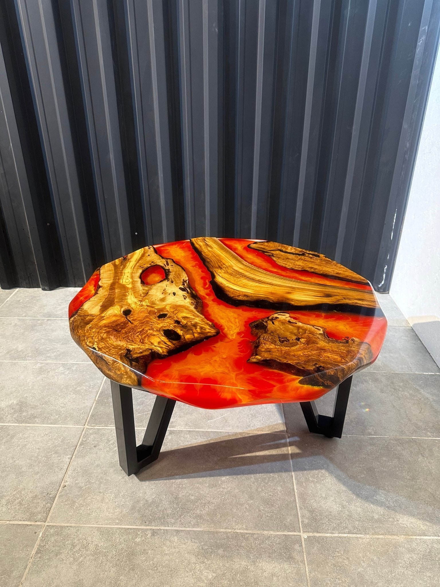 Coffee table Epoxy resin olive around 80 cm-EW-MT-003