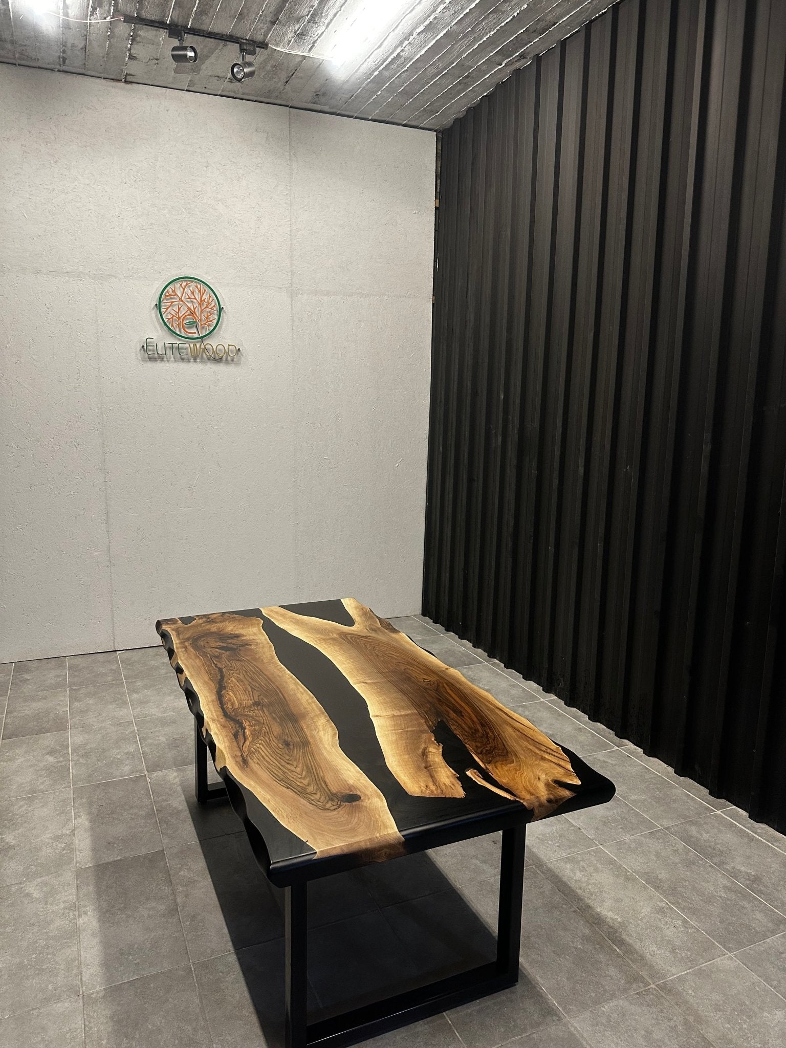 Dining table epoxy resin walnut River Table 180 × 90 cm with X frame