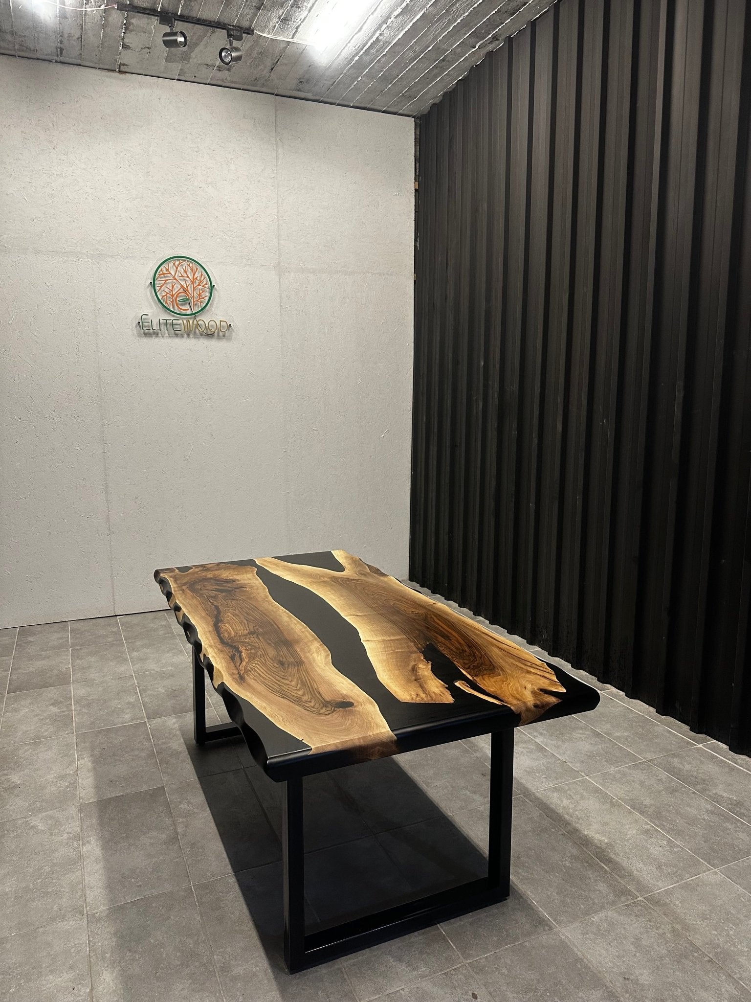 Dining table epoxy resin walnut River Table 180 × 90 cm with X frame