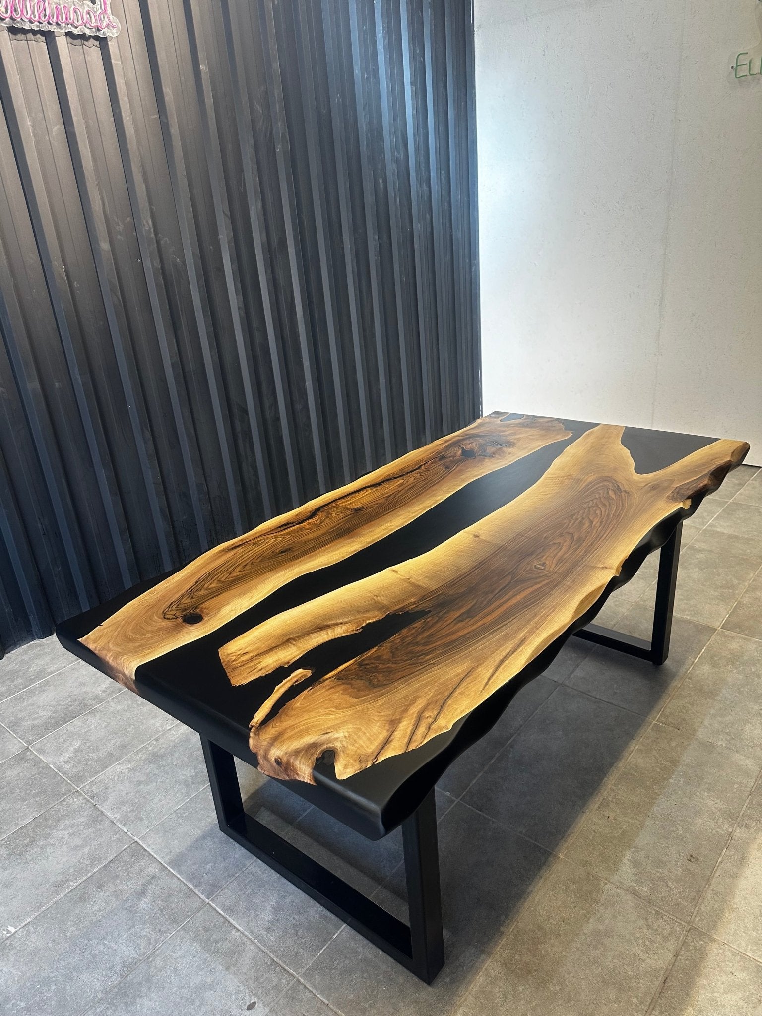 Dining table epoxy resin walnut River Table 180 × 90 cm with X frame