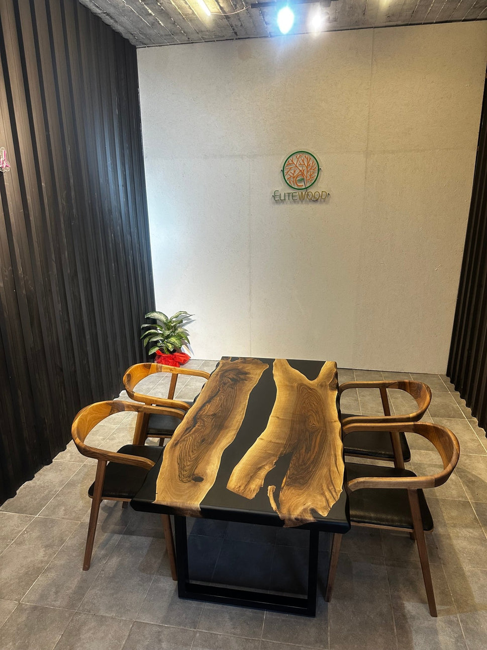 Dining table epoxy resin walnut River Table 180 × 90 cm with X frame