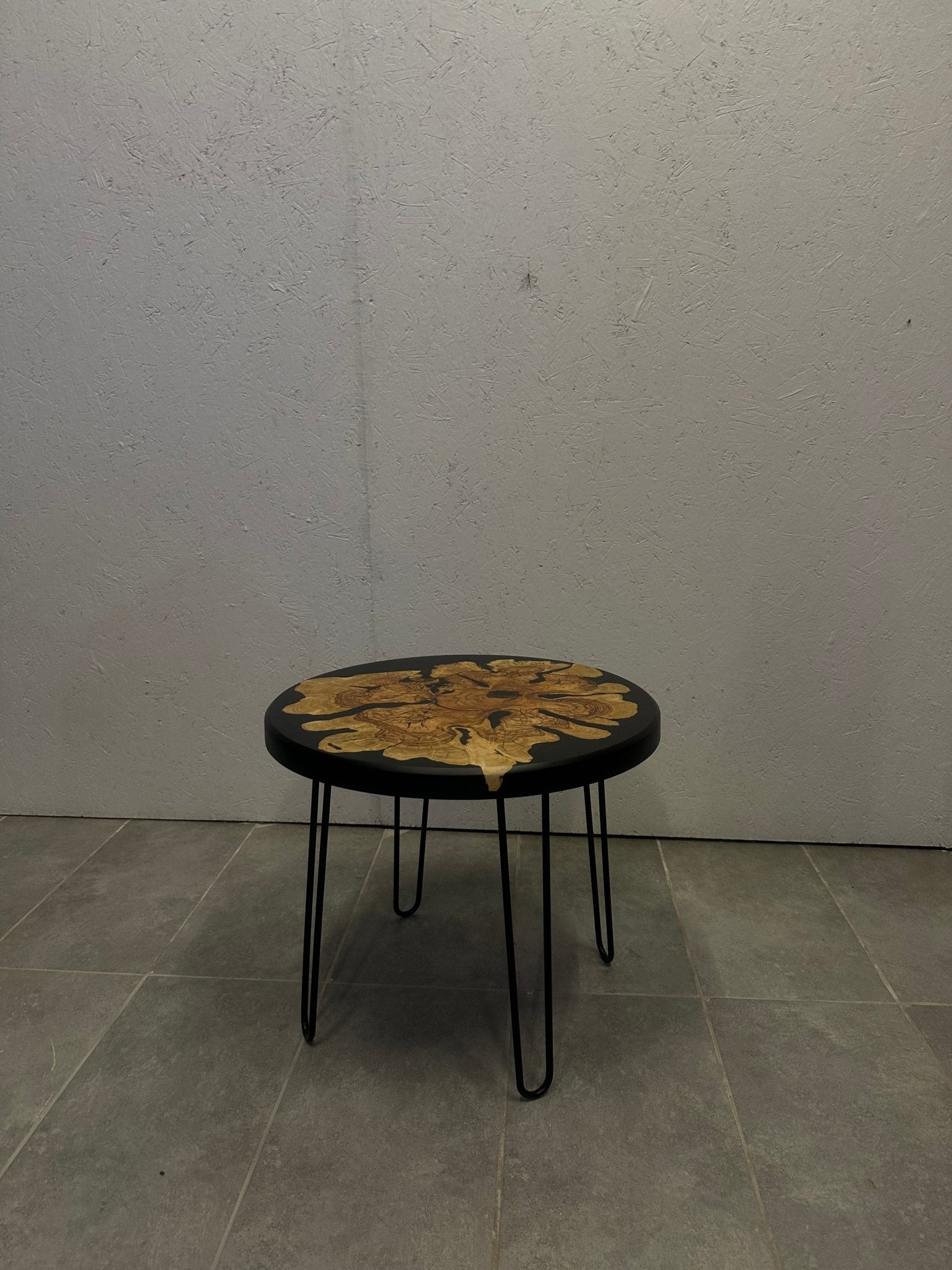 Epoxy Resin Table – Live Edge Olive Wood Table with Black Resin