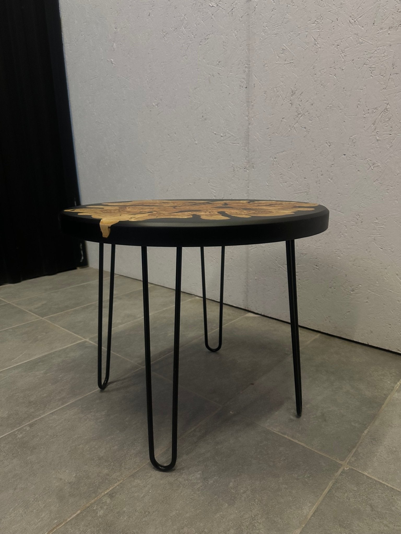 Epoxy Resin Table – Live Edge Olive Wood Table with Black Resin
