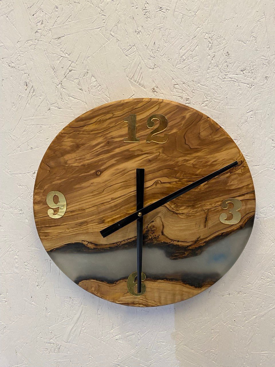 Live Edge Clock Epoxy Resin Gray - Design Clock with Natural Edge - Elite Wood - clock