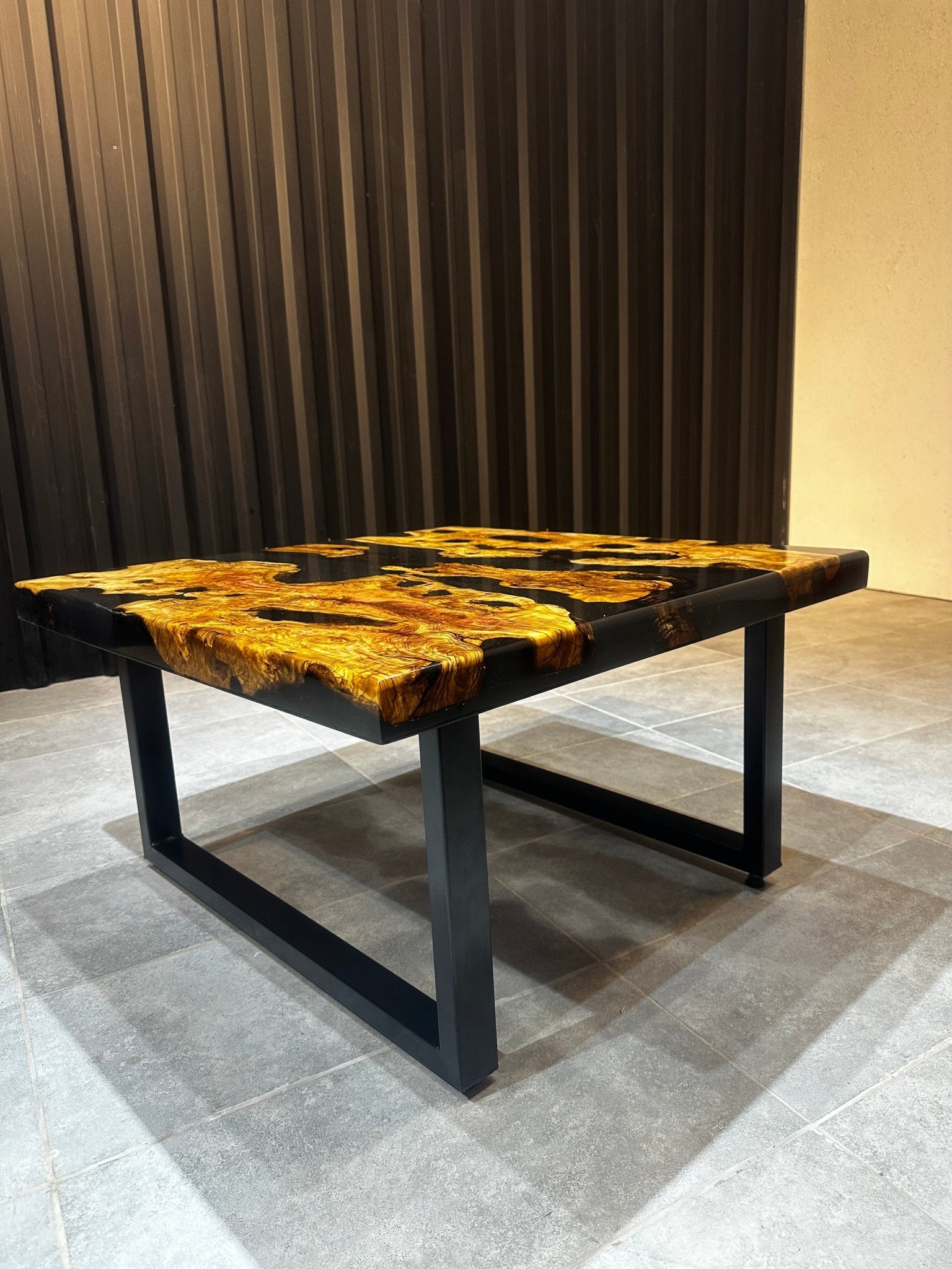 Live edge coffee Table – Live Edge Olive Wood Table with Black Resin