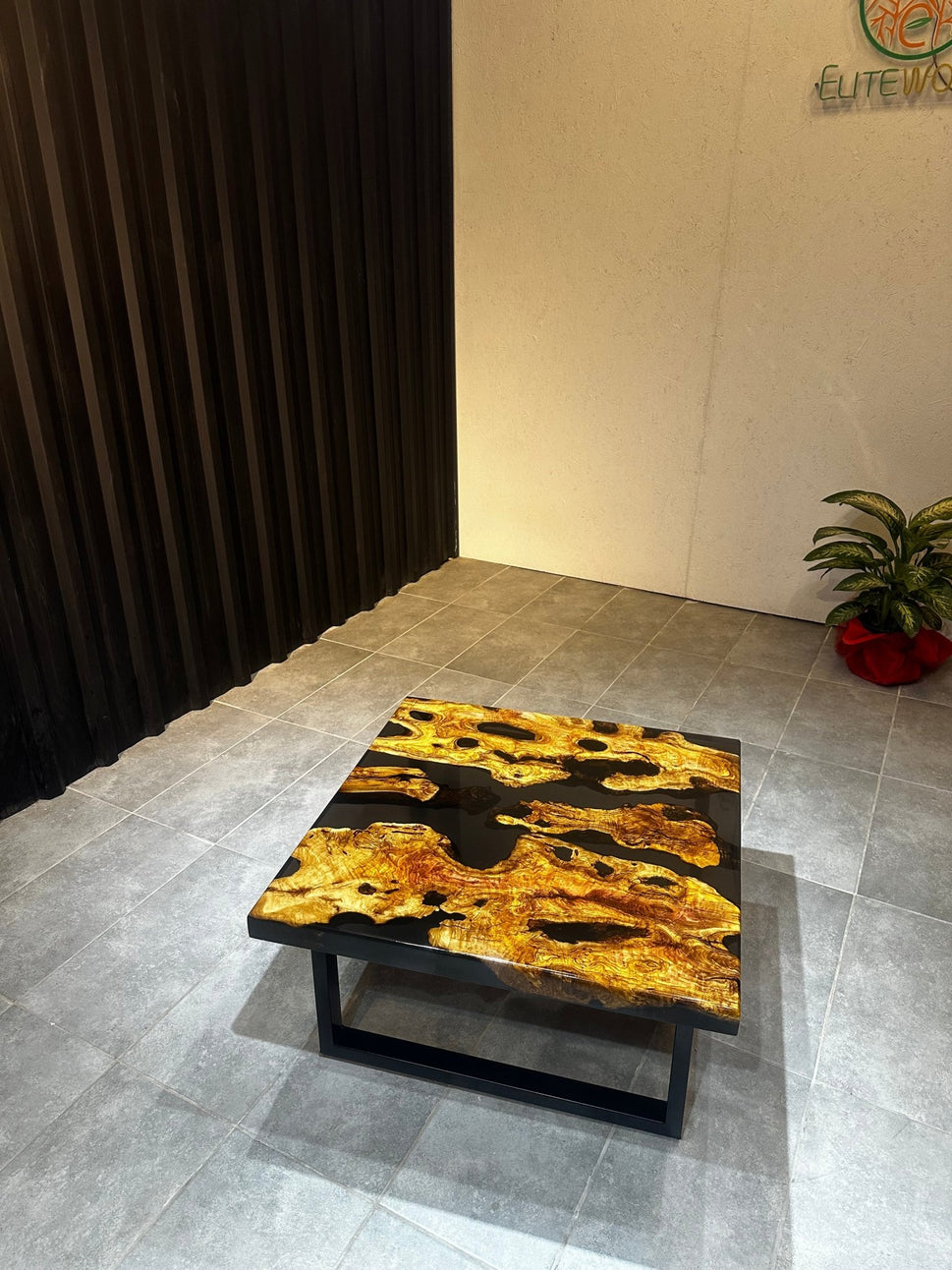 Live edge coffee Table – Live Edge Olive Wood Table with Black Resin