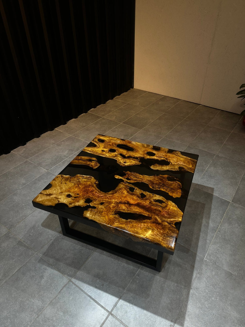 Live edge coffee Table – Live Edge Olive Wood Table with Black Resin