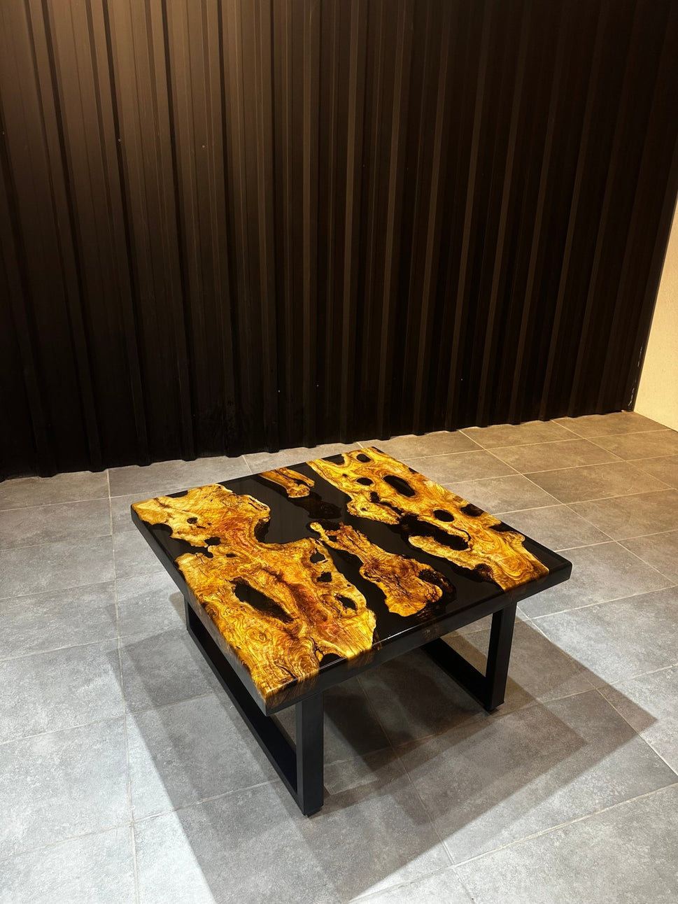Live edge coffee Table – Live Edge Olive Wood Table with Black Resin