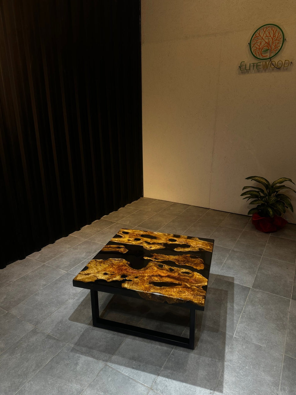 Live edge coffee Table – Live Edge Olive Wood Table with Black Resin