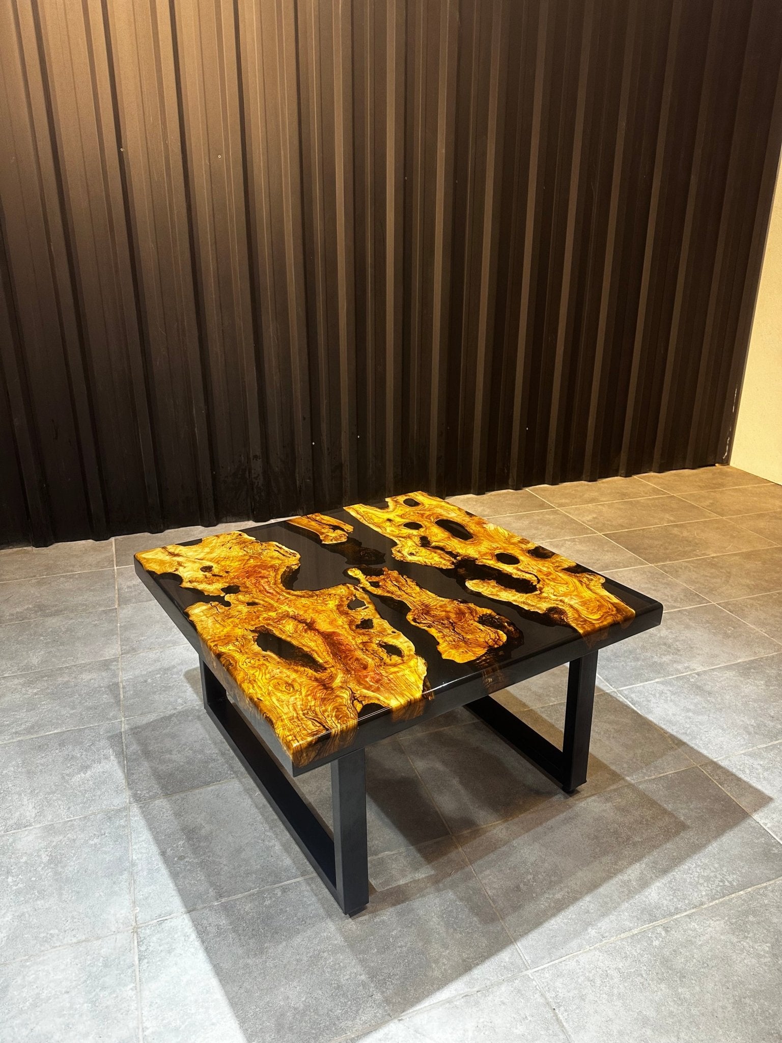 Live edge coffee Table – Live Edge Olive Wood Table with Black Resin