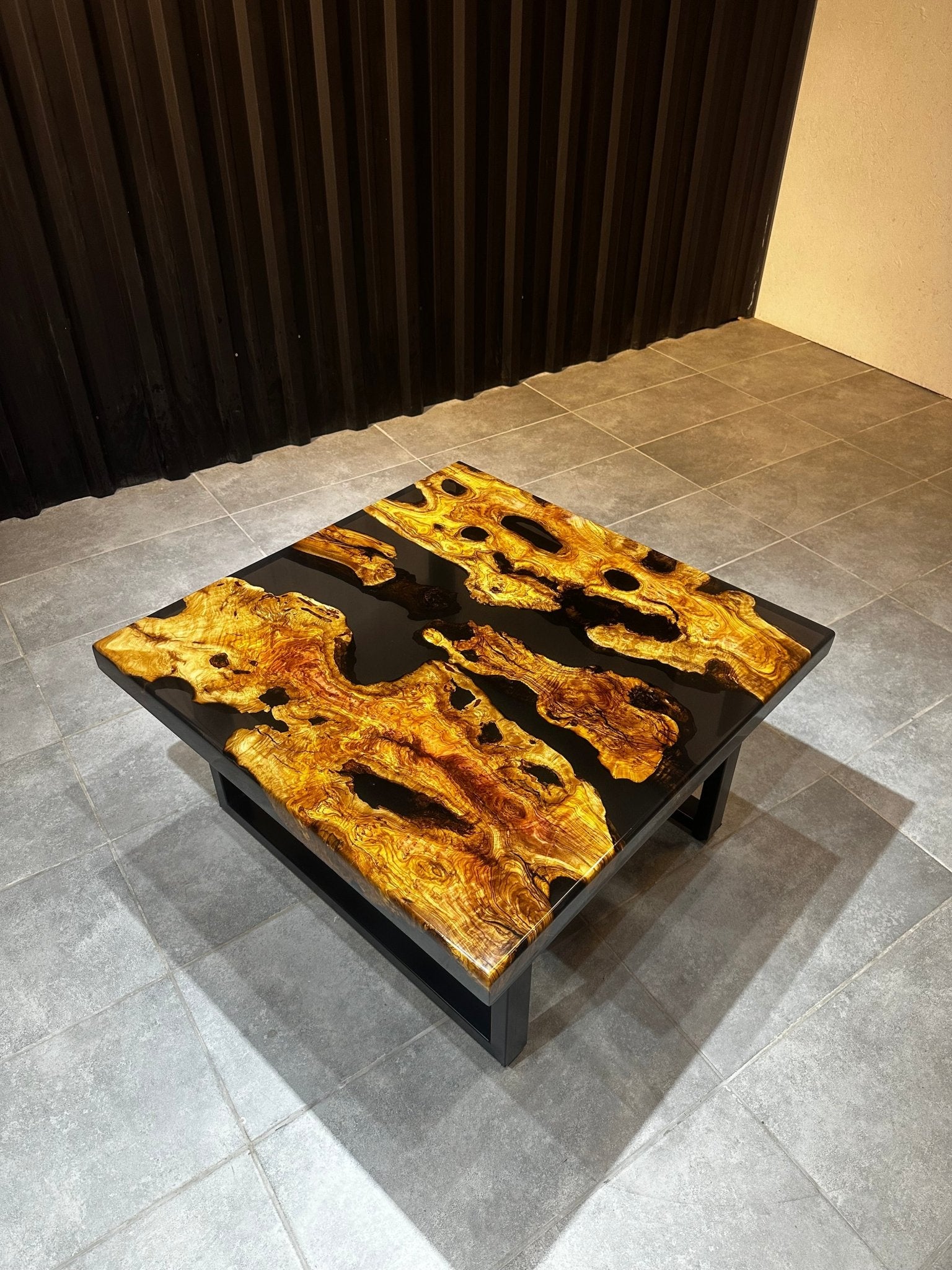 Live edge coffee Table – Live Edge Olive Wood Table with Black Resin