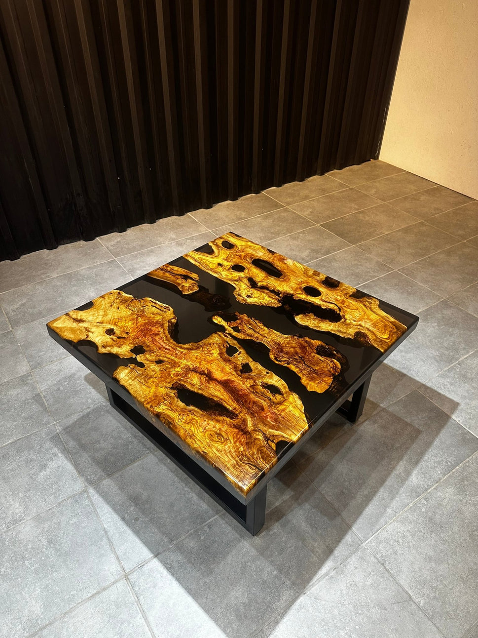 Live edge coffee Table – Live Edge Olive Wood Table with Black Resin
