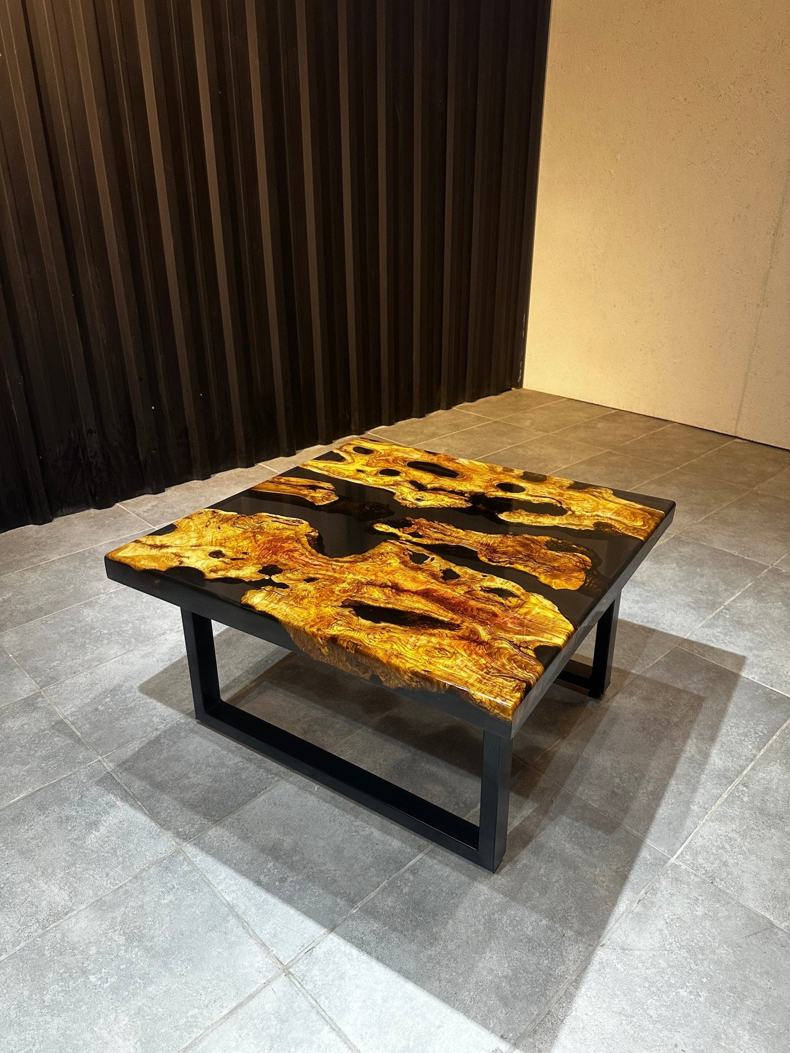 Live edge coffee Table – Live Edge Olive Wood Table with Black Resin