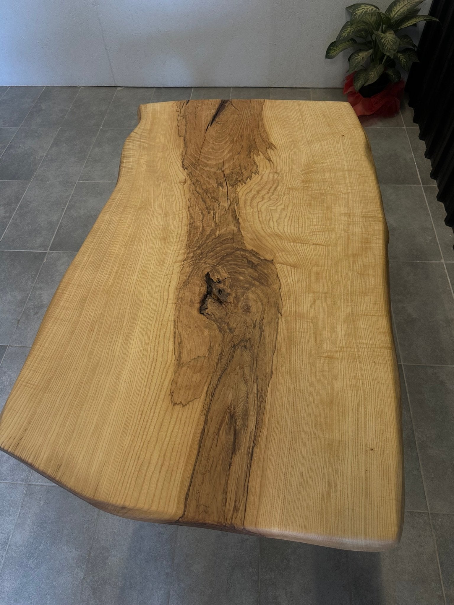 Live edge dining table  chestnut wood - solid wood with tree edge & x frame