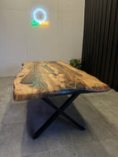 Switch Live edge dining table epoxy resin chestnut wood - 220x105 cm with natural edge &amp; black resin - Elite Wood - Live edge dining table 3 image