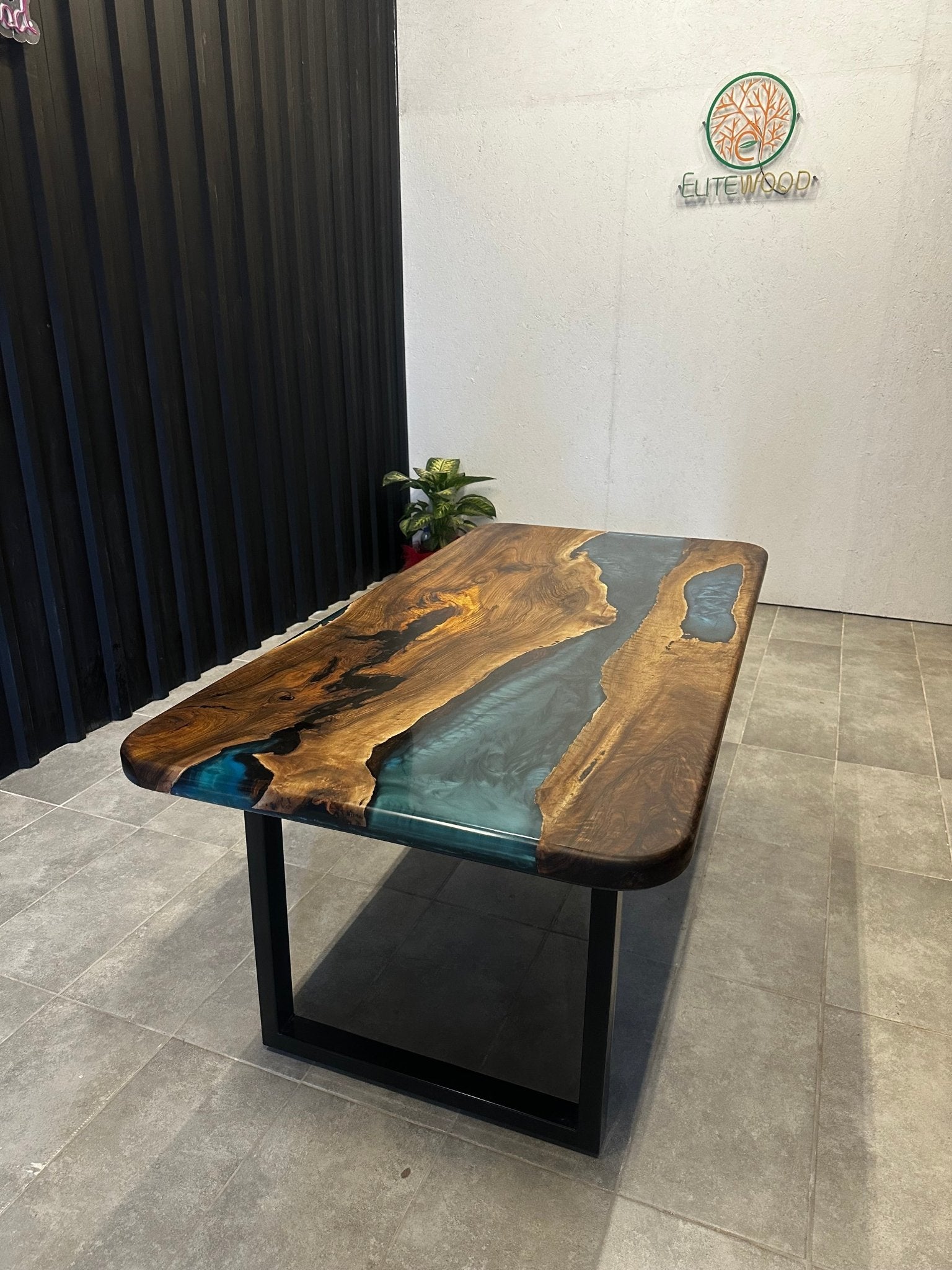 Live edge dining Table epoxy walnut 180x90 - Handmade River Table