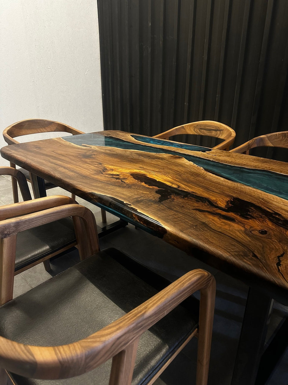 Live edge dining Table epoxy walnut 180x90 - Handmade River Table