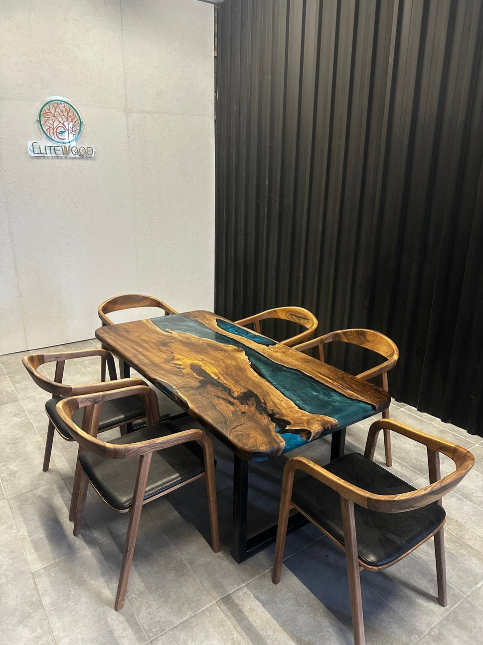 Live edge dining Table epoxy walnut 180x90 - Handmade River Table