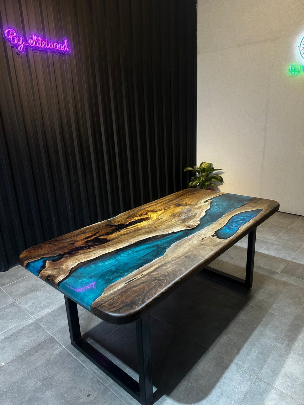Live edge dining Table epoxy walnut 180x90 - Handmade River Table