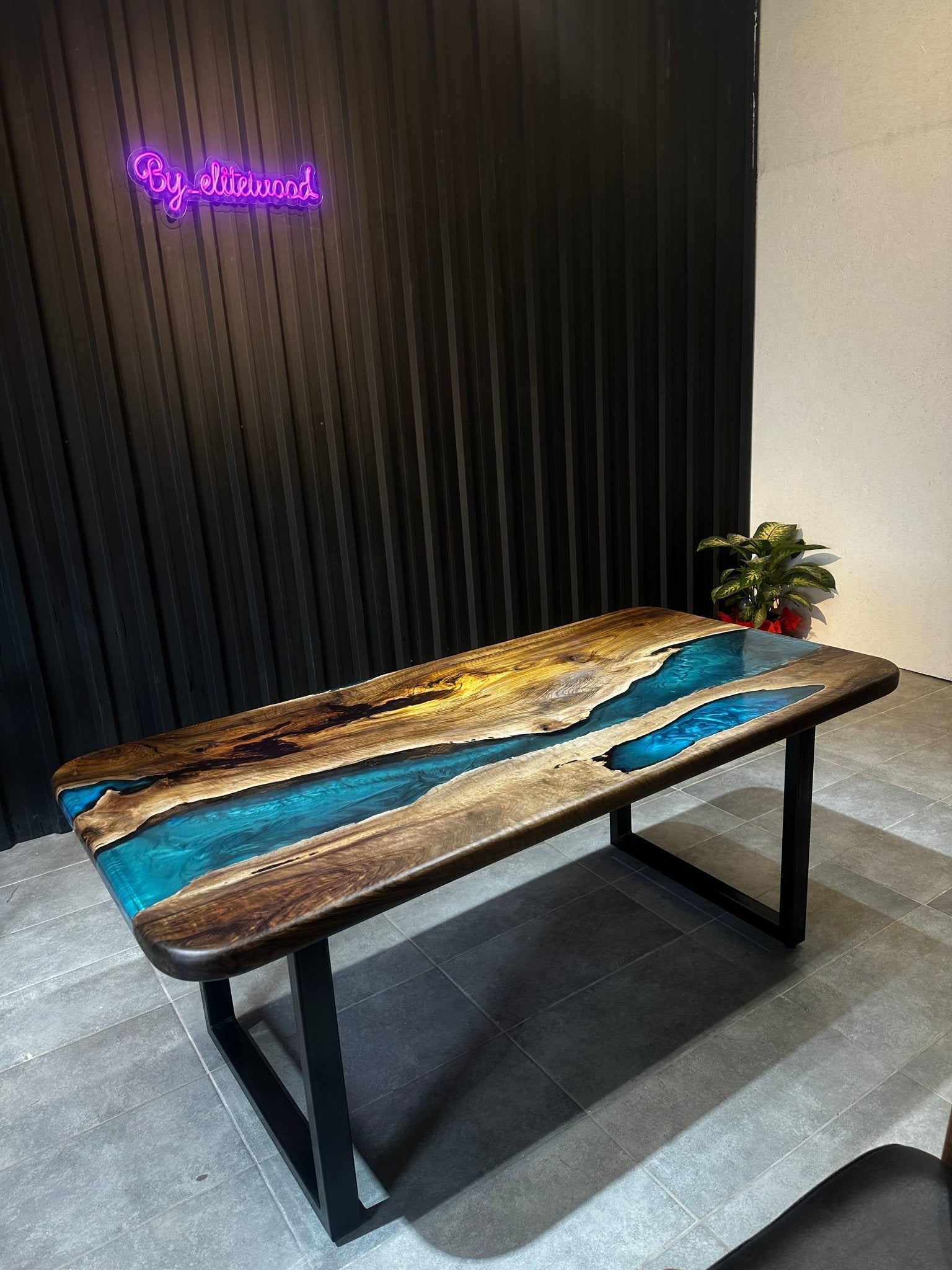 Live edge dining Table epoxy walnut 180x90 - Handmade River Table