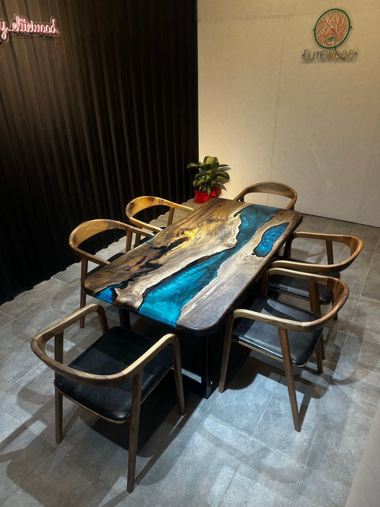 Live edge dining Table epoxy walnut 180x90 - Handmade River Table