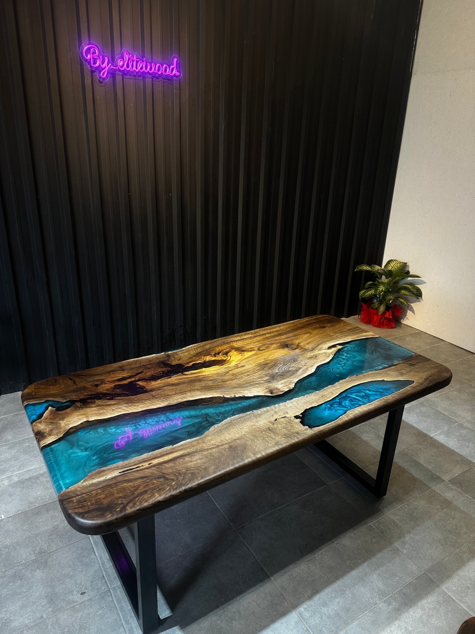 Live edge dining Table epoxy walnut 180x90 - Handmade River Table