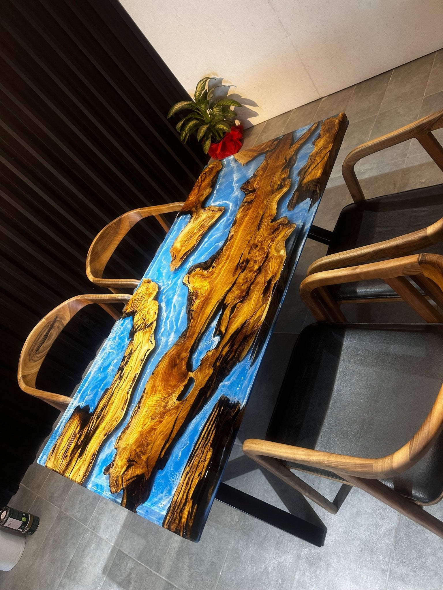 Live edge dining table Olive 160x80 - Sea View Design with Olive - river table