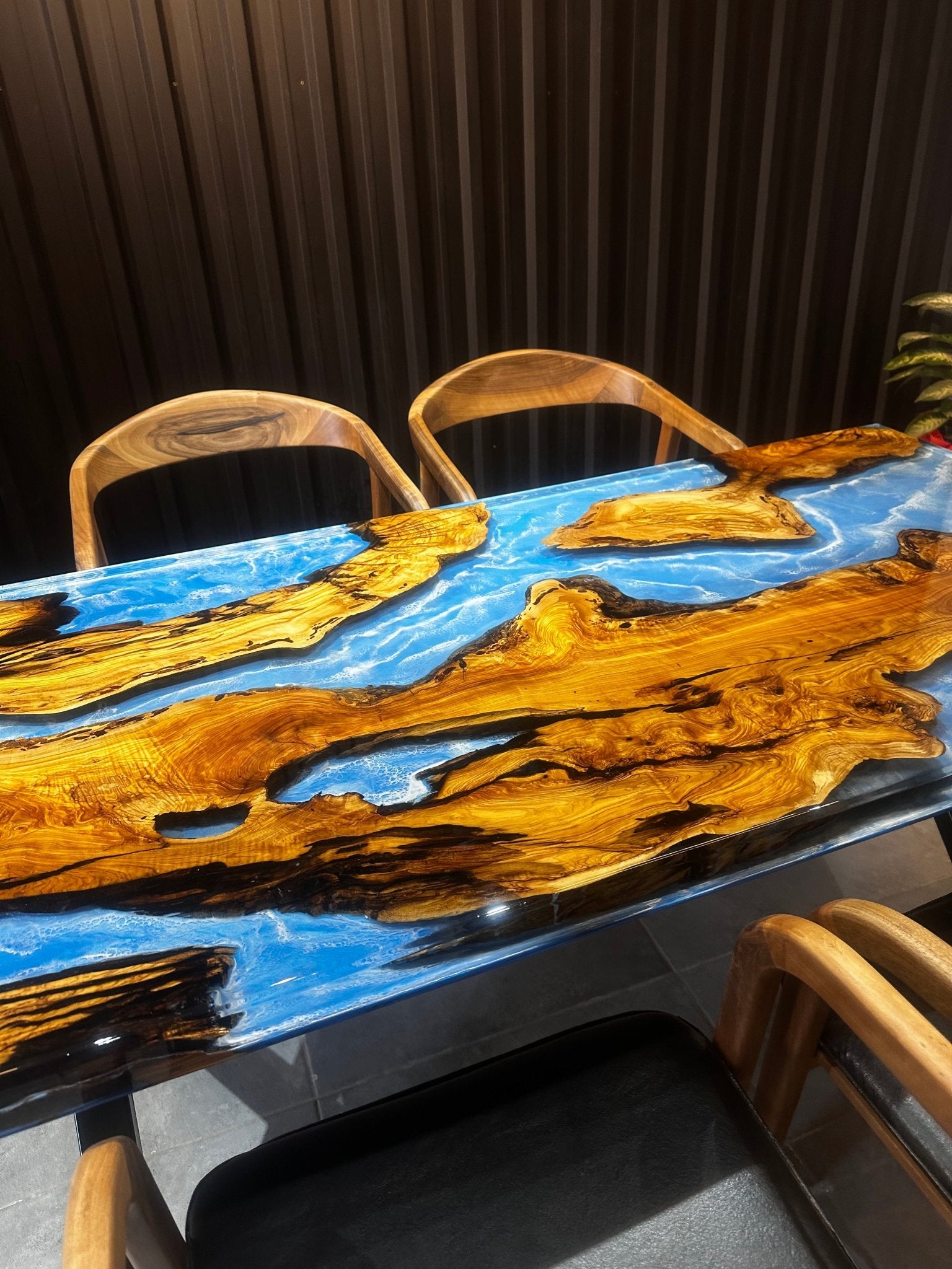 Live edge dining table Olive 160x80 - Sea View Design with Olive - river table