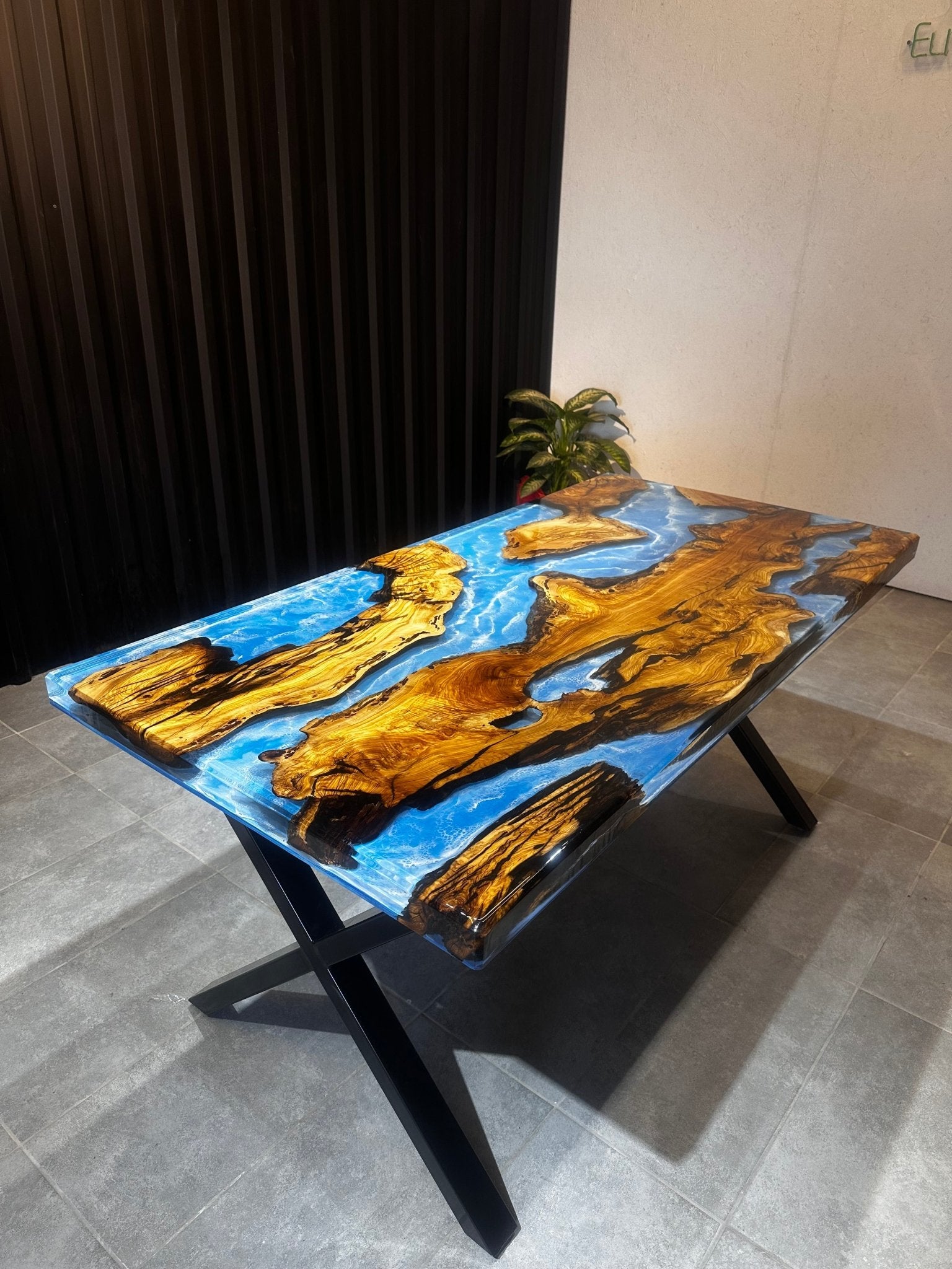 Live edge dining table Olive 160x80 - Sea View Design with Olive - river table