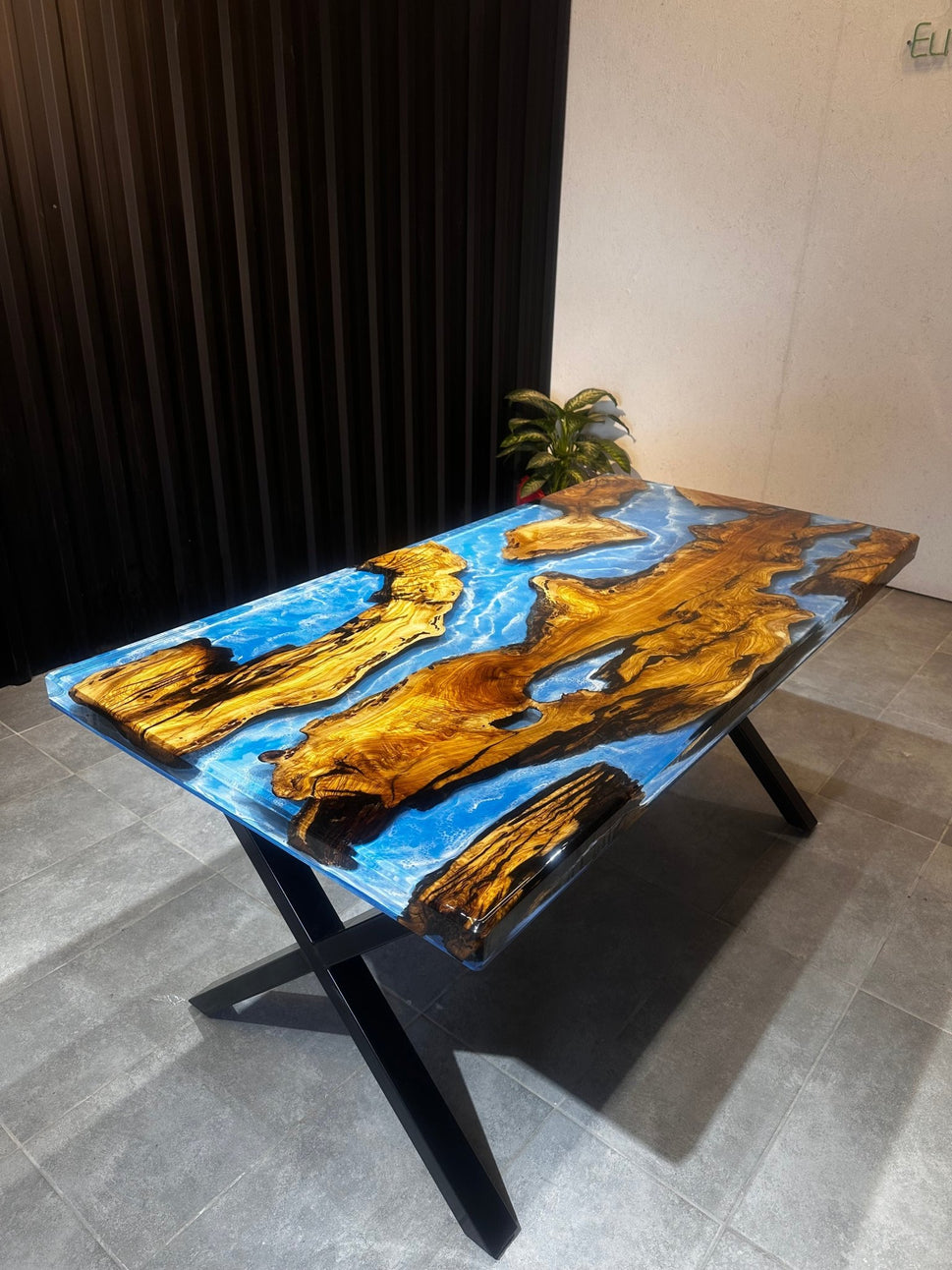Live edge dining table Olive 160x80 - Sea View Design with Olive - river table