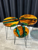 Switch Live edge Side table - 3 - olive wood tables with a green epoxy resin. - Elite Wood - coffee table 2 image