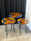 Switch Side table set olive wood - 3 - seater table group with blue epoxy resin - Elite Wood - coffee table 2 image