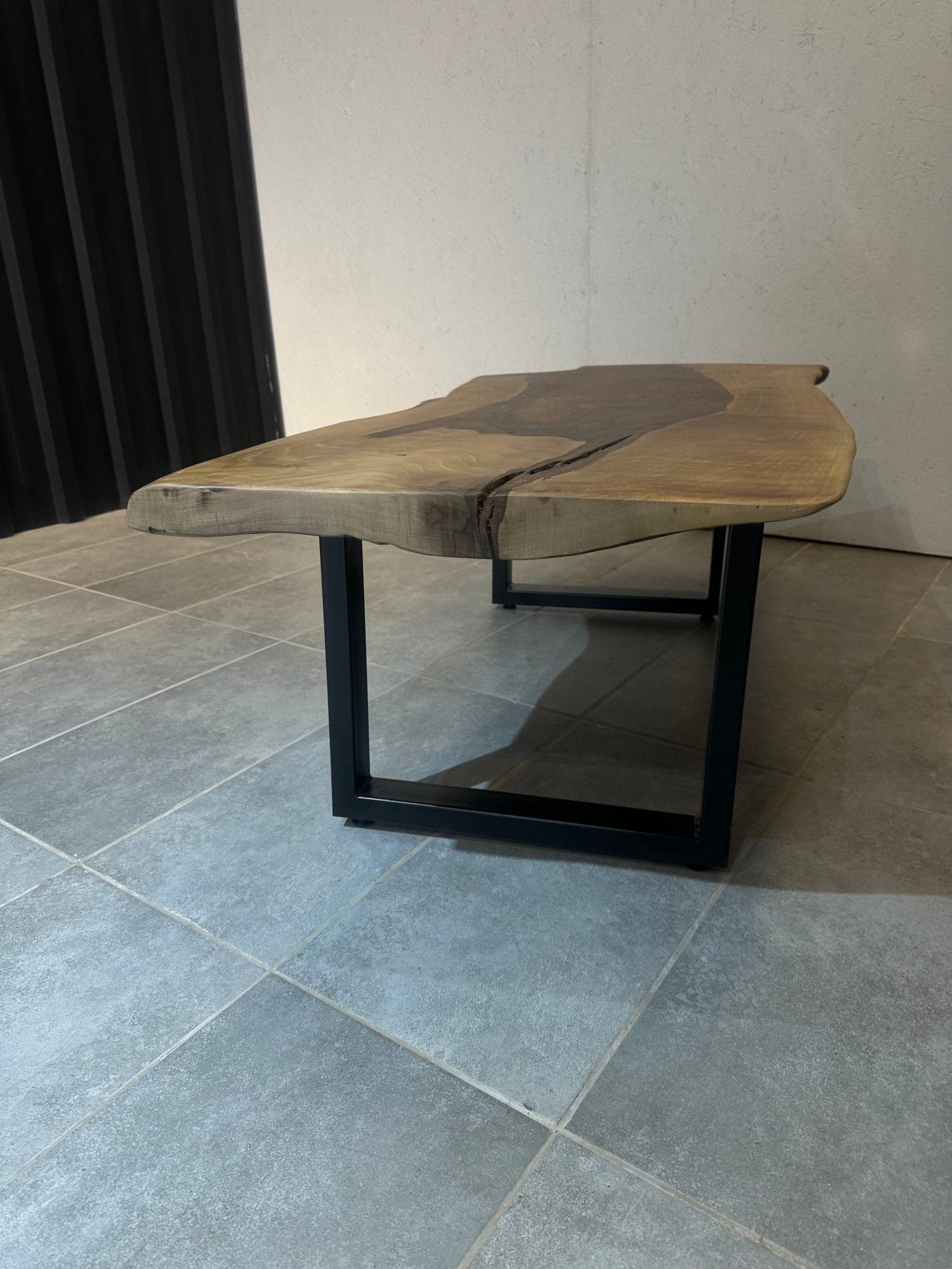 Walnut Coffee Table 135x60 cm – Handmade, with Metal Base