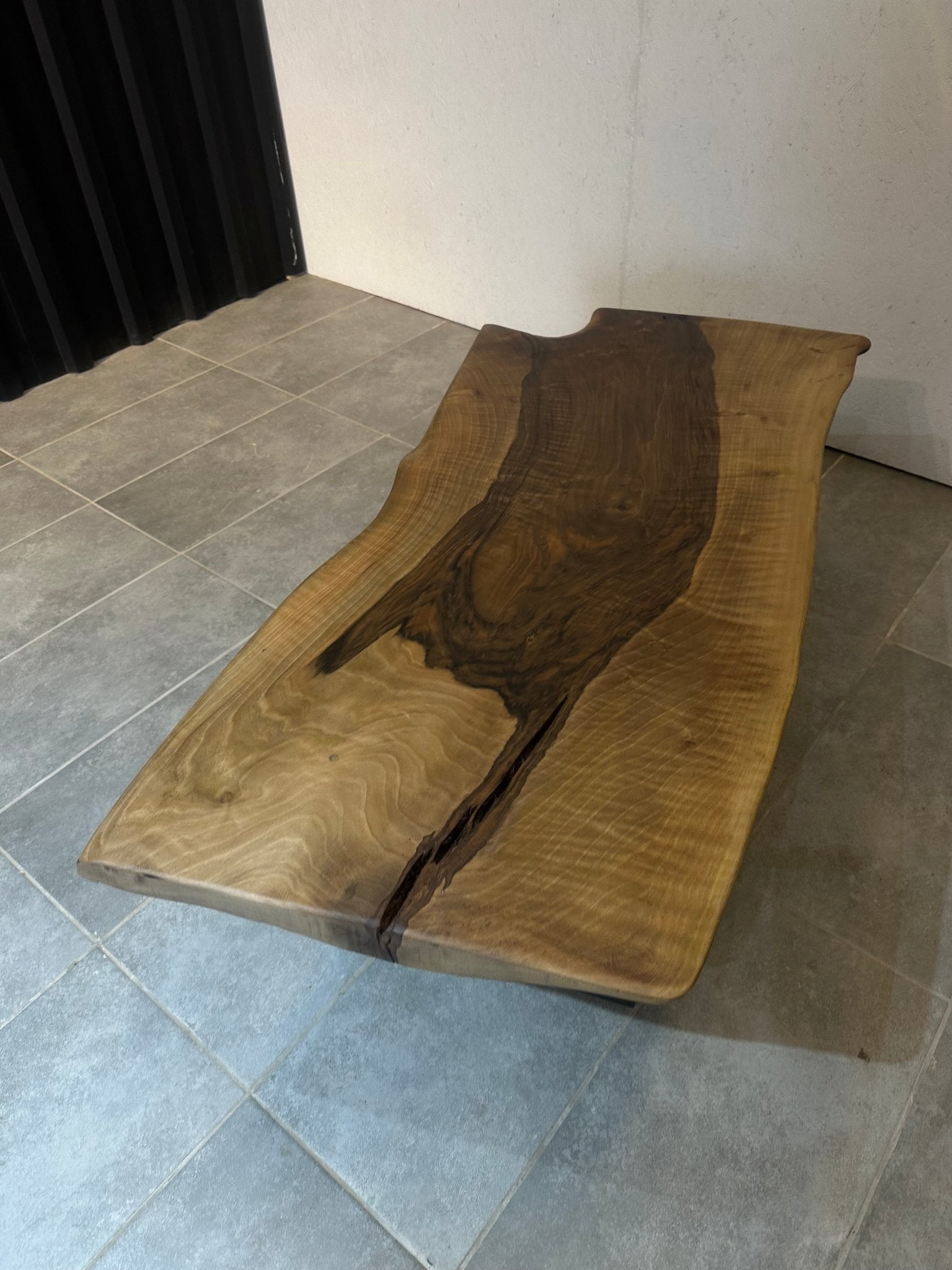 Walnut Coffee Table 135x60 cm – Handmade, with Metal Base