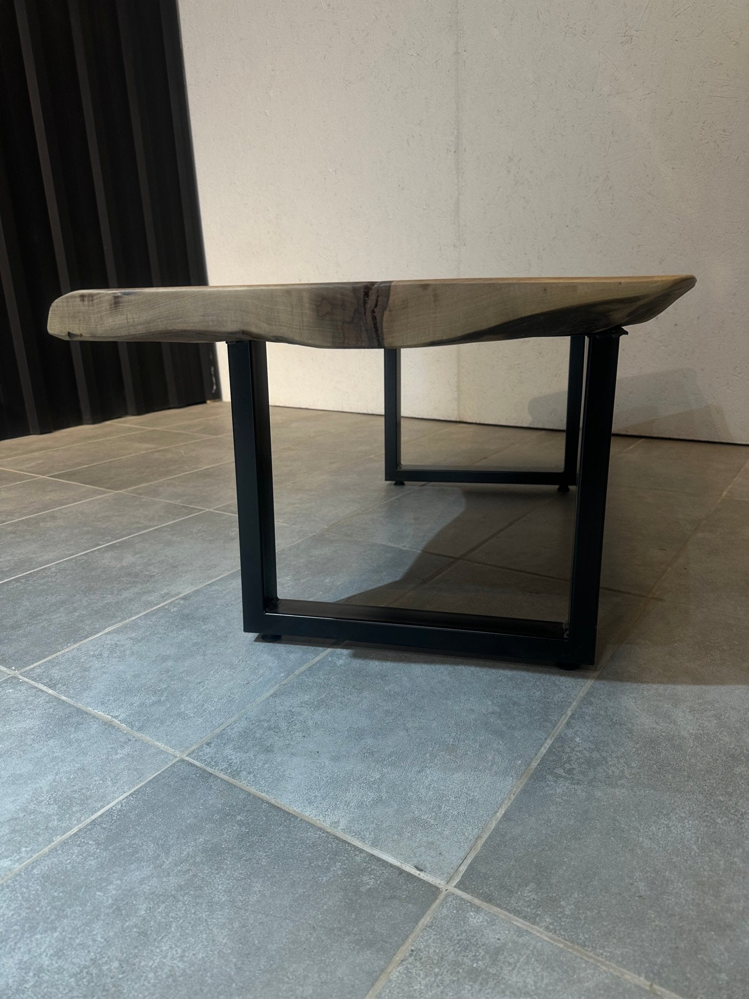 Walnut Coffee Table 135x60 cm – Handmade, with Metal Base
