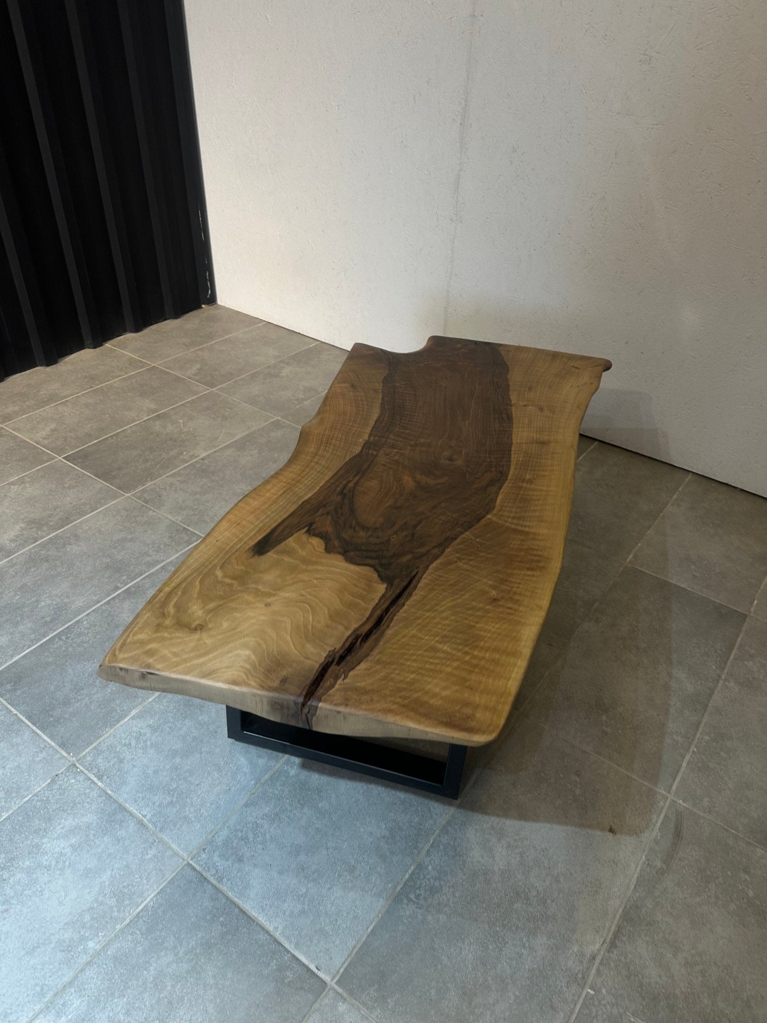 Walnut Coffee Table 135x60 cm – Handmade, with Metal Base