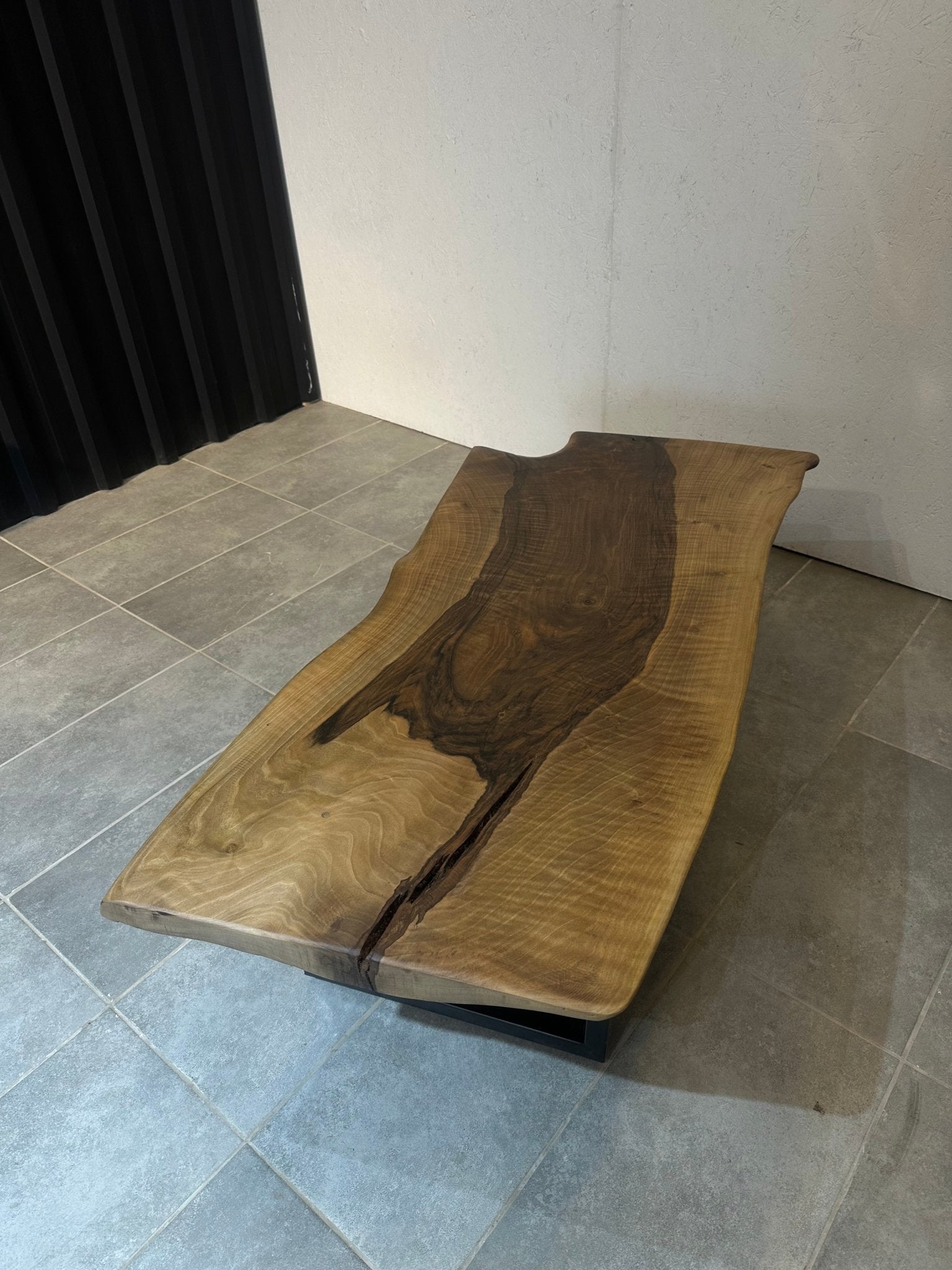 Walnut Coffee Table 135x60 cm – Handmade, with Metal Base