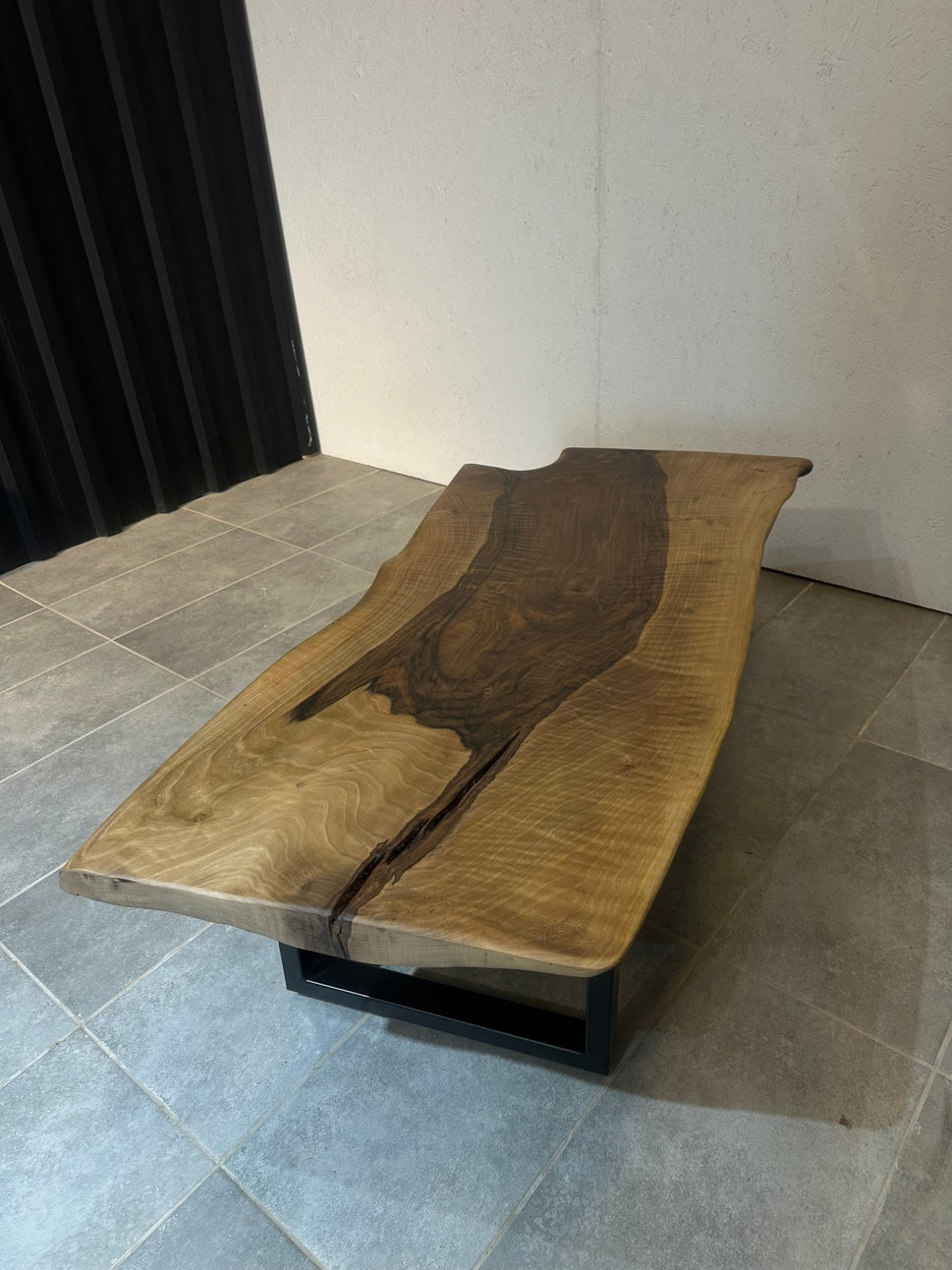 Walnut Coffee Table 135x60 cm – Handmade, with Metal Base