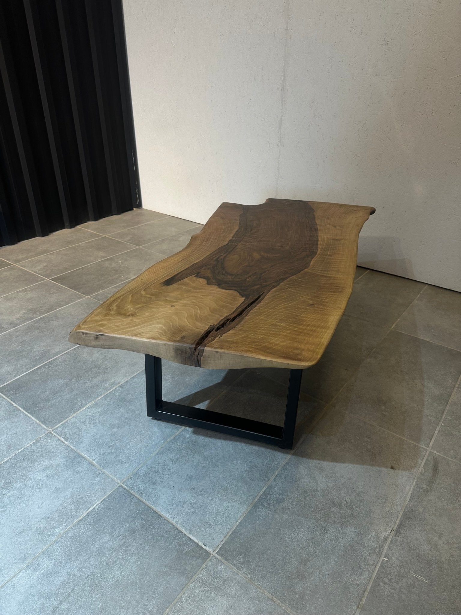 Walnut Coffee Table 135x60 cm – Handmade, with Metal Base
