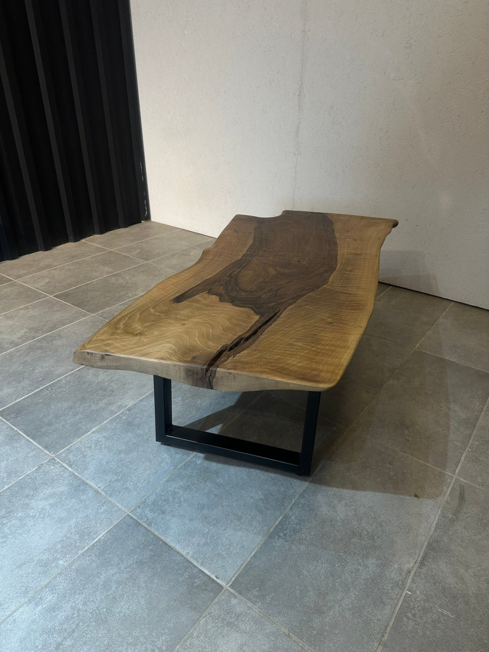 Walnut Coffee Table 135x60 cm – Handmade, with Metal Base