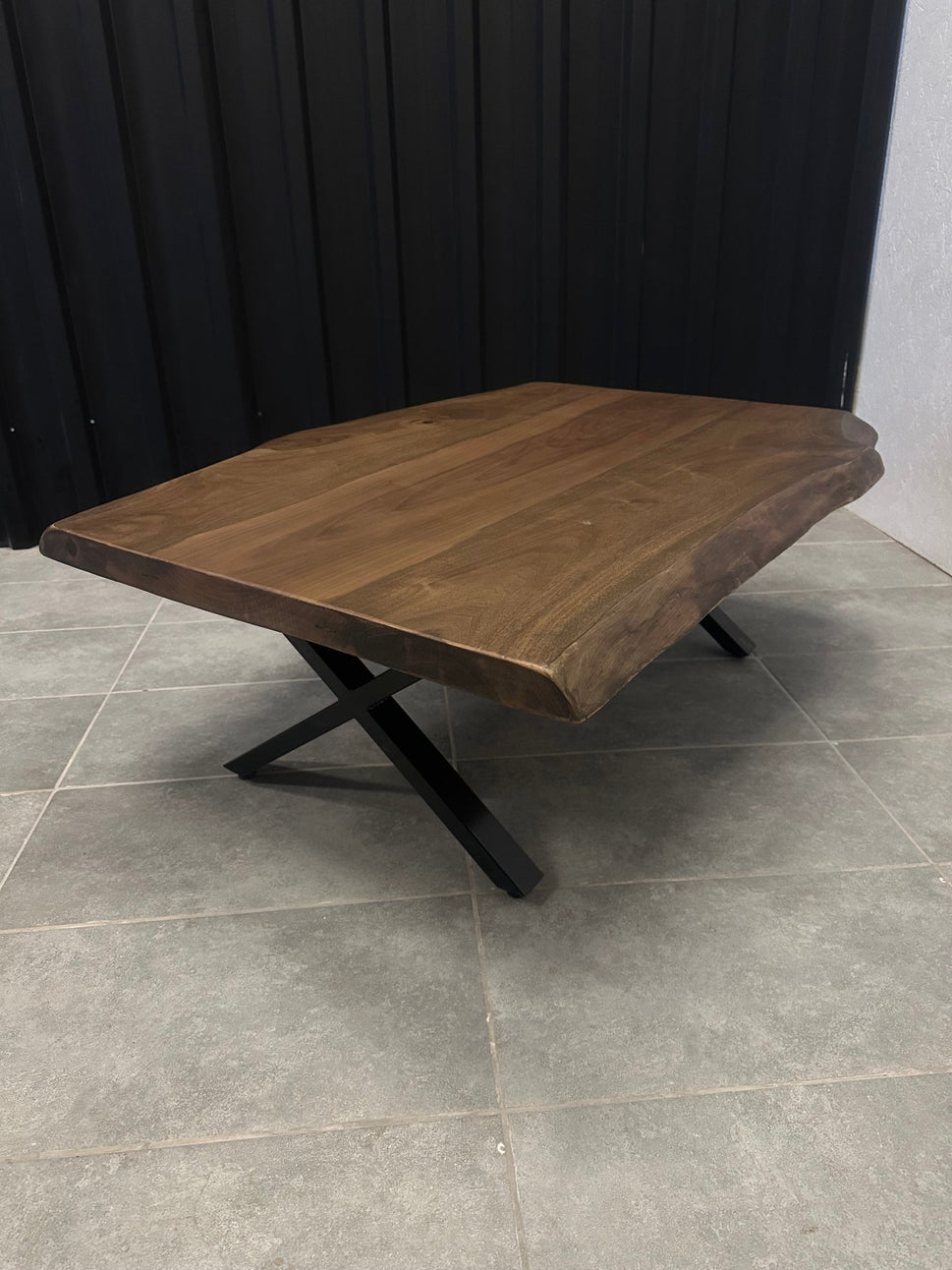 Walnut Solid Wood Table with Cross Base