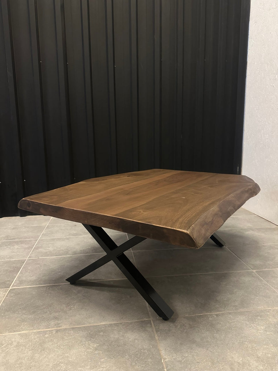 Walnut Solid Wood Table with Cross Base