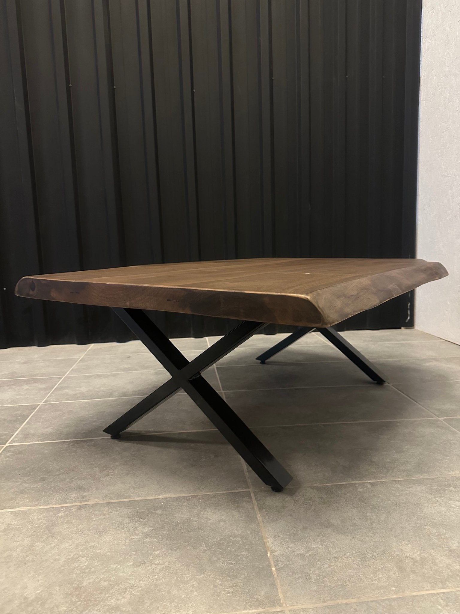 Walnut Solid Wood Table with Cross Base